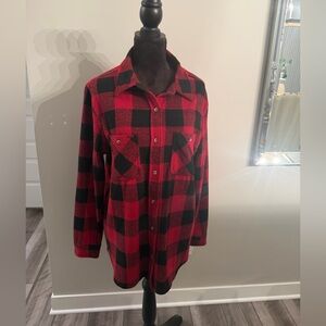 Red and Black Buffalo Plaid Button-Up Shirt Jacket

#91